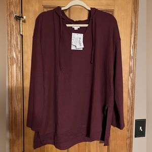 LuLaRoe NWT Eliza Hoodie Tunic Top Size XL Plum Purple NEW Lightweight Sweater